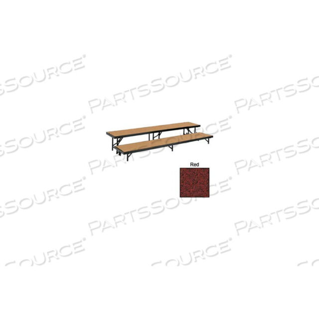 OEM#: RS2LC-402 LEVEL STRAIGHT RISER WITH CARPET - 96L X 18W - 8H & 16H - RED by National Public Seating