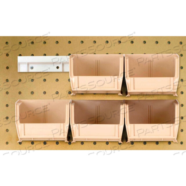 OEM#: HNS210IVHNS210 HANG & STACK BINS W/TWO 12 RAILS, SIX BINS 4-1/8W X 5-3/8D X 3H, IVORY by Quantum Storage Systems