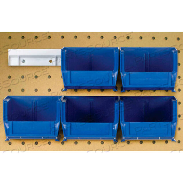 OEM#: HNS220BLHNS220 HANG & STACK BINS W/TWO 12 RAILS, SIX BINS 4-1/8W X 7-3/8D X 3H, BLUE by Quantum Storage Systems