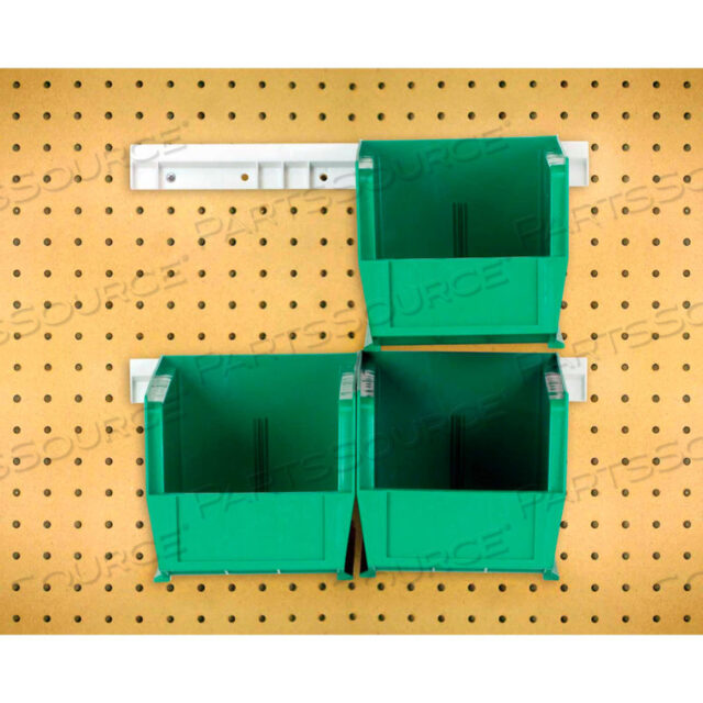 OEM#: HNS230GNHNS230 HANG & STACK BINS W/TWO 12 RAILS, FOUR BINS 5-1/2W X 10-7/8D X 5H, GREEN by Quantum Storage Systems