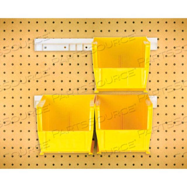 OEM#: HNS230YLHNS230 HANG & STACK BINS W/TWO 12 RAILS, FOUR BINS 5-1/2W X 10-7/8D X 5H, YELLOW by Quantum Storage Systems