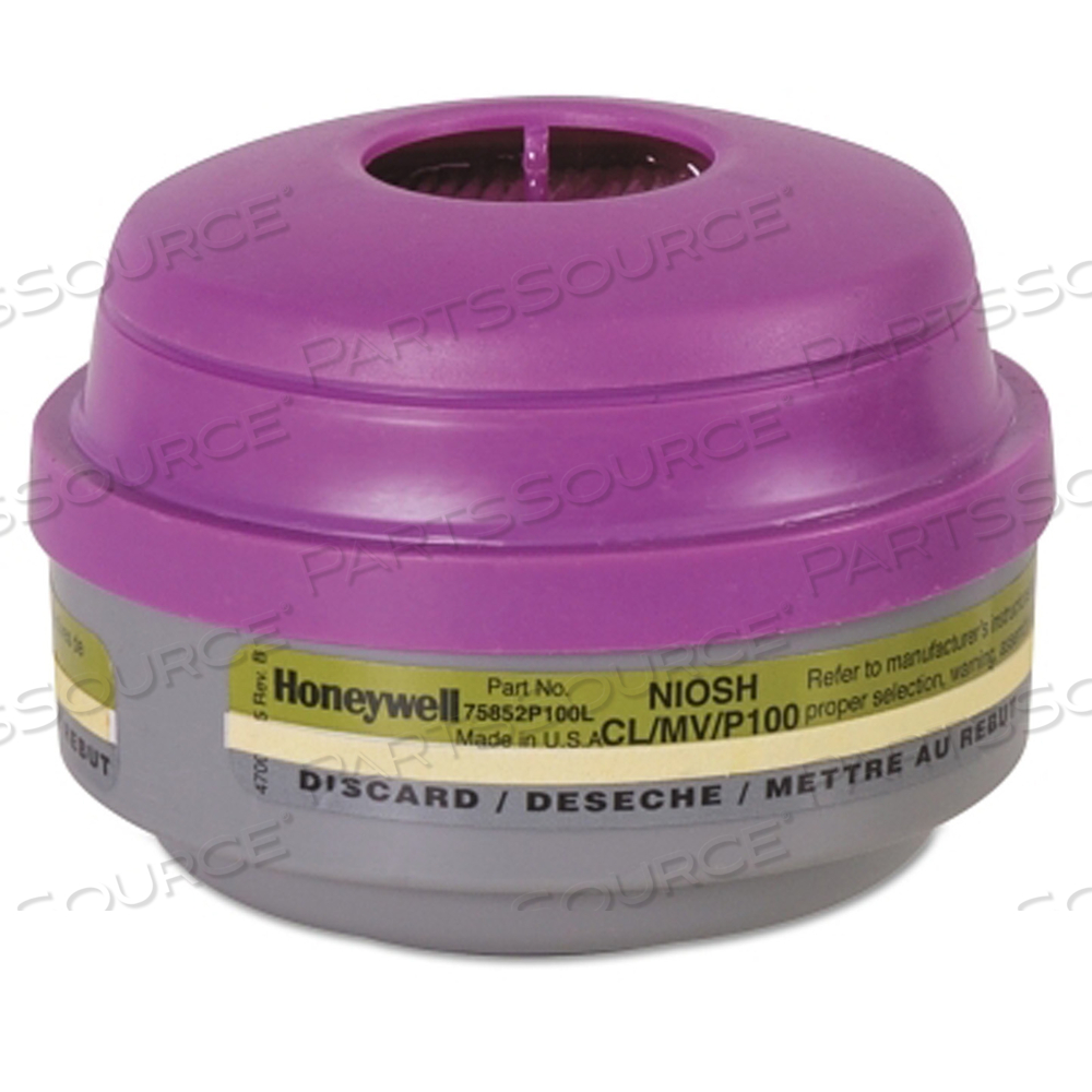 OEM#: 75852P100LCOMBINATION GAS AND VAPOR CARTRIDGE, MAGENTA/OLIV, MERCURY VAPOR/CHLORINE/PARTICULATES, P100 FILTER by North Safety