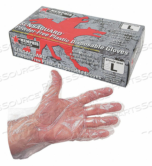 OEM#: 5040MD1863 DISPOSABLE GLOVES POLYETHYLENE M PK500 by MCR Safety