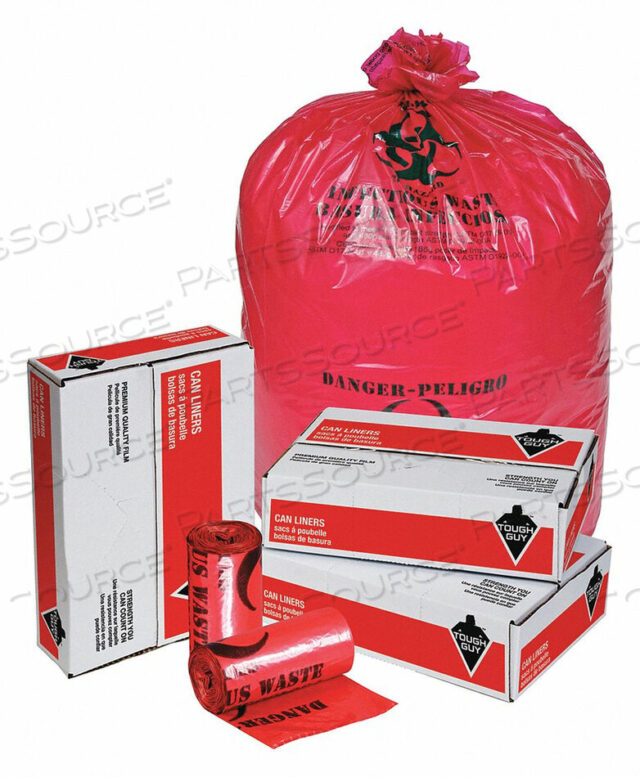 OEM#: 31DL06BIOHAZARD BAGS 44 GAL. RED PK25 by Tough Guy