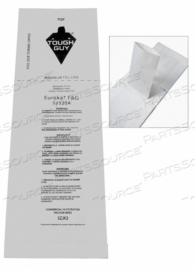 OEM#: 3ZJK3VACUUM BAG PAPER 1-PLY REUSABLE PK10 by Tough Guy