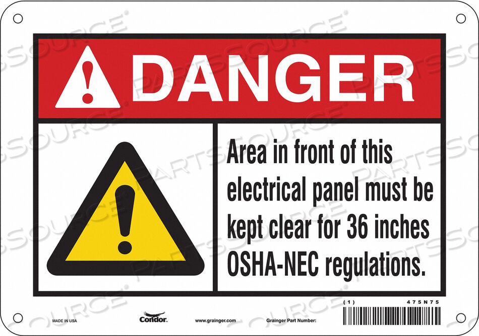 OEM#: 475N75SAFETY SIGN 10 W 7 H 0.032 THICKNESS by Condor