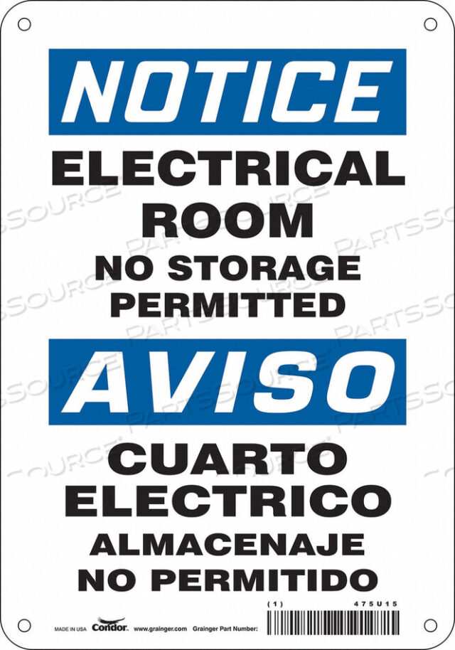 OEM#: 475U15SAFETY SIGN 7 W 10 H 0.055 THICKNESS by Condor