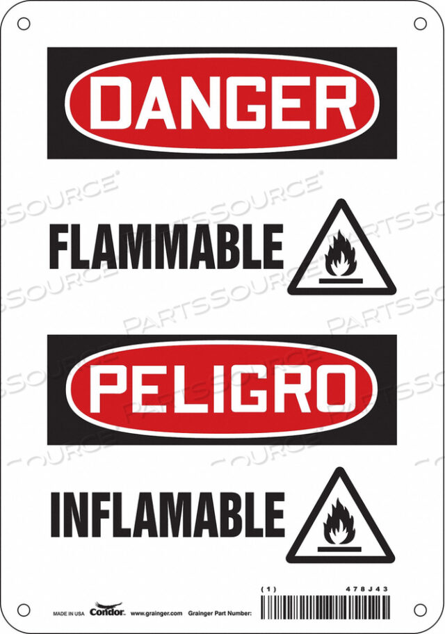 DANGER SIGN 7 WX10 H 0.032 THICKNESS