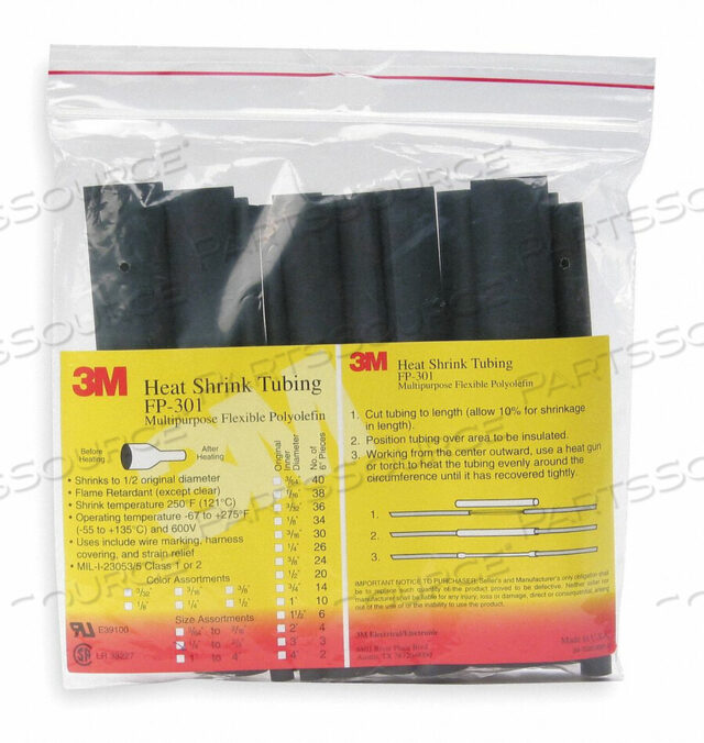 OEM#: FP301-3/32-6-BLACK-10-10 PC PKSSHRINK TUBING 0.093 IN ID BL 6 IN PK10 by 3M Healthcare