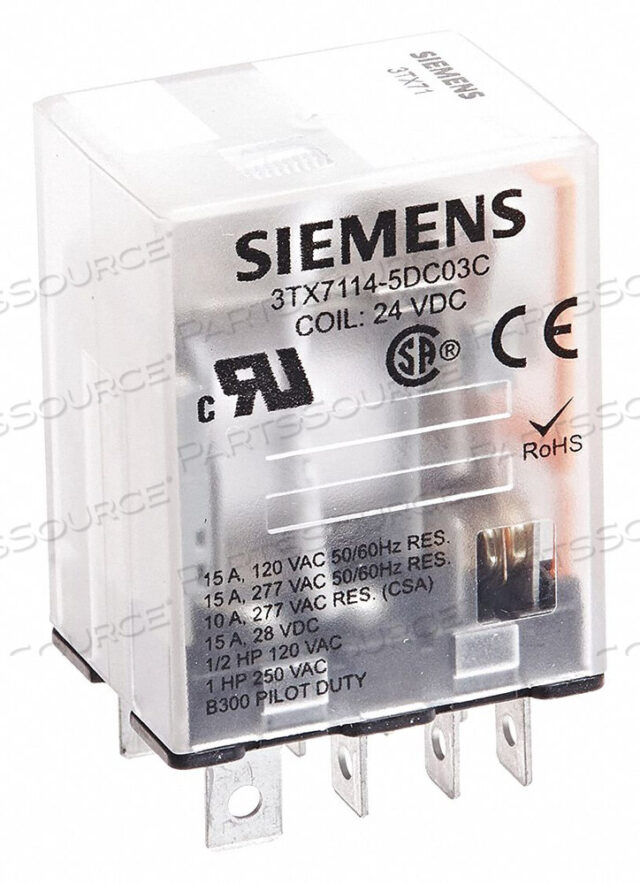 OEM#: 3TX7114-5DC03CPLUG-IN RELAY DPDT 15A 24VDC by Siemens