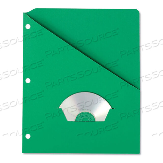 SLASH POCKET PROJECT FOLDERS, 3-HOLE PUNCHED, STRAIGHT TAB, LETTER SIZE, GREEN, 25/PACK