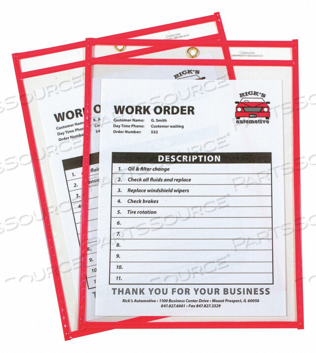 OEM#: 43914SHOP TICKET HOLDER RED 9 X 12 PK15 by C-Line