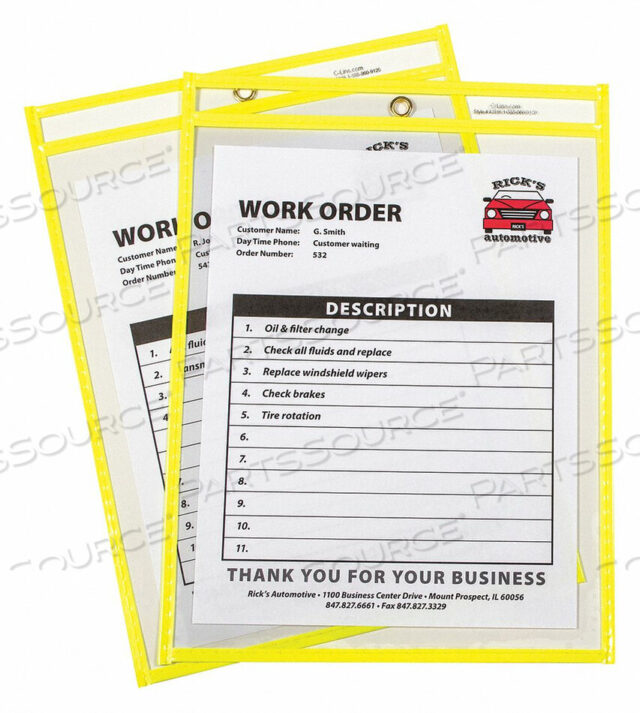 OEM#: 43916SHOP TICKET HOLDER YELLOW 9 X 12 PK15 by C-Line