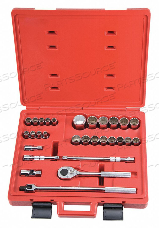 SOCKET WRENCH SET METRIC 1/2 DR 29 PC