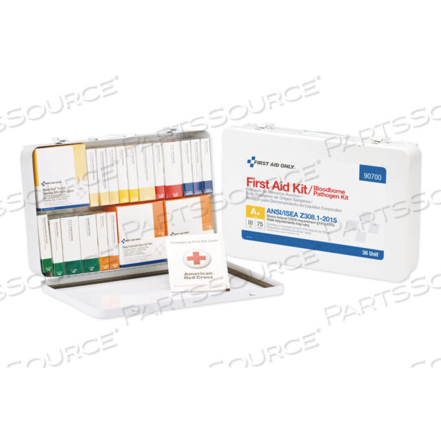 OEM#: 90700UNITIZED ANSI CLASS A WEATHERPROOF FIRST AID KIT FOR 75 PEOPLE, 36 PIECES, METAL CASE by First Aid Only