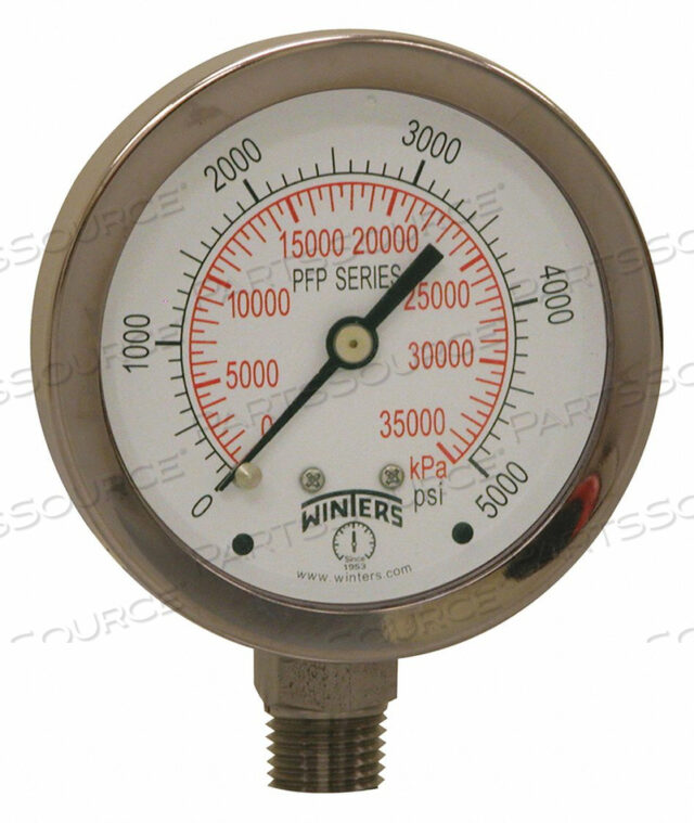 FILLED SS/SS GAUGE2.5 1/4LM 5000 PSI/KPA