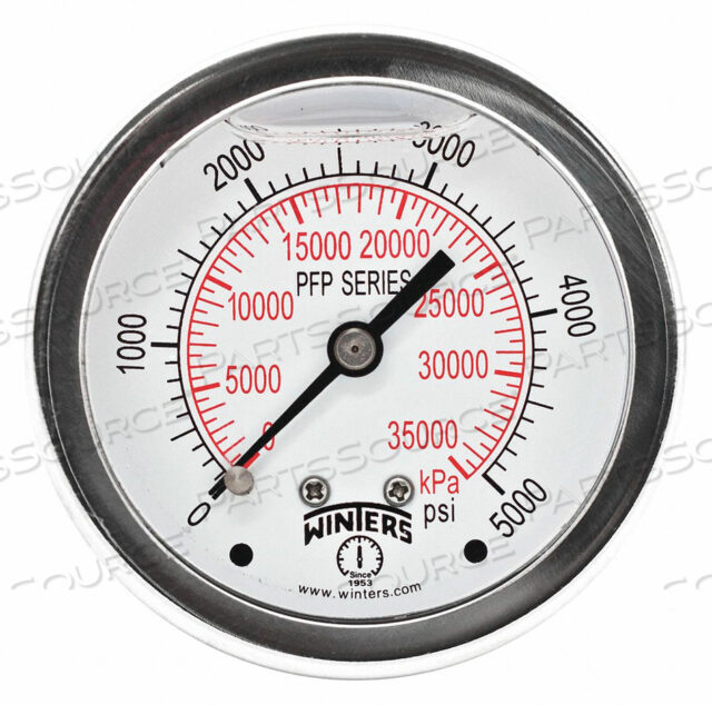 FILLED SS/SS GAUGE2.5 1/4 CB 5000PSI/KPA
