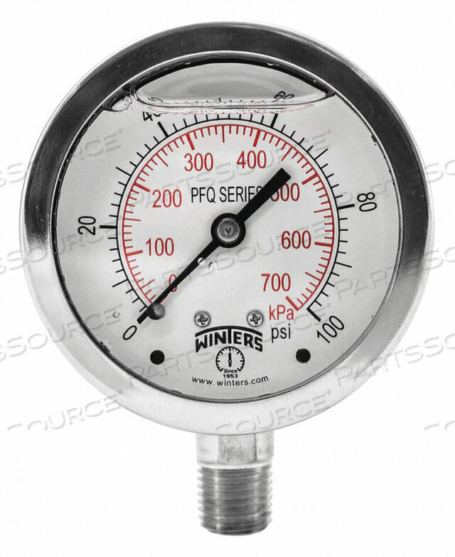 OEM#: PFQ121QUAL. SS/SS GAUGE 2.5 1/4 LM 100 PSI/KPA by Winters Instruments