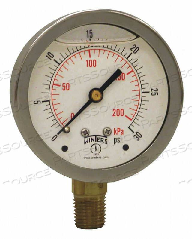 OEM#: PFQ802QUAL SS/BR GAUGE 2.5 1/4LM 0-30 PSI/KPA by Winters Instruments