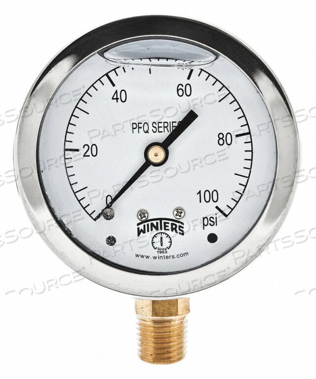 OEM#: PFQ804R1QUAL SS/BR GAUGE 2.5 1/4LM 0-100PSI by Winters Instruments