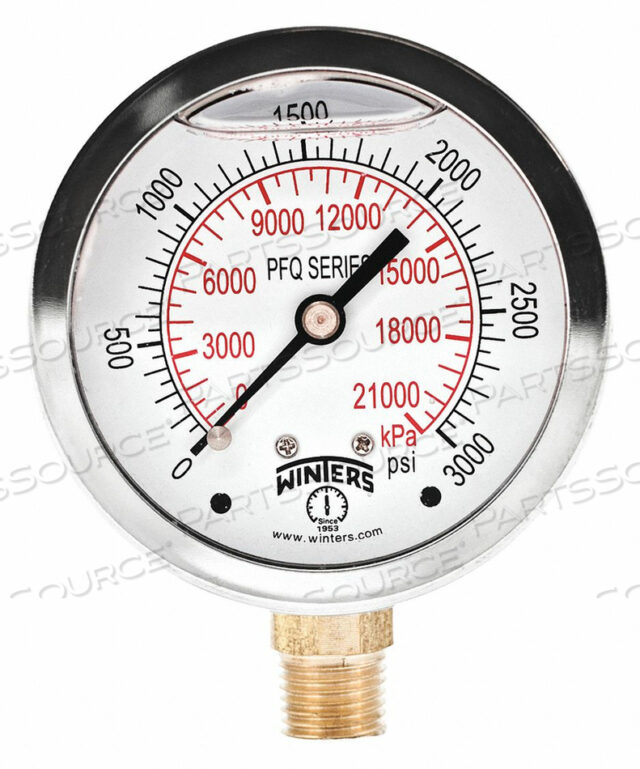 OEM#: PFQ811QUAL SS/BR GAUGE 2.5 1/4LM 3000PSI/KPA by Winters Instruments