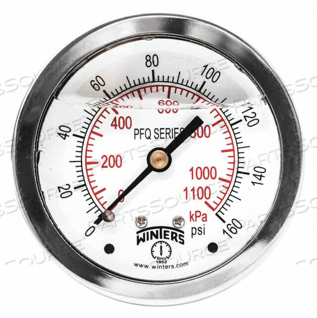 QUAL SS/BR GAUGE 2.5 1/4CB 0-160PSI/KPA