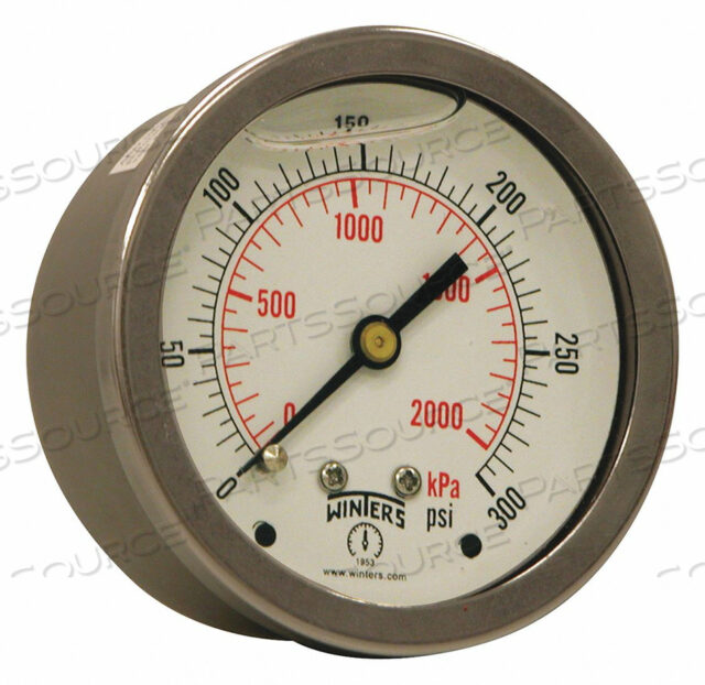 OEM#: PFQ907QUAL SS/BR GAUGE 2.5 1/4CB 0-300PSI/KPA by Winters Instruments