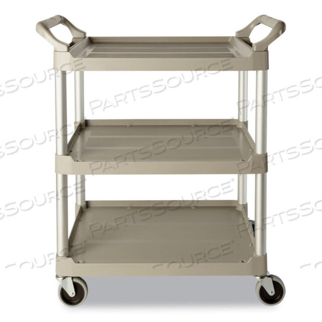 OEM#: FG342488OWHTTHREE-SHELF SERVICE CART, PLASTIC, 3 SHELVES, 200 LB CAPACITY, 18.63 X 33.63 X 37.75, OFF-WHITE by Rubbermaid Medical Division
