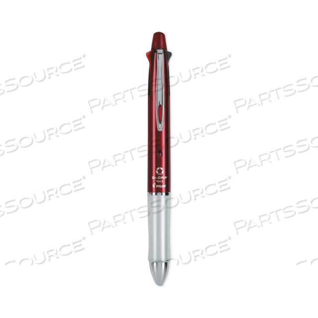 DR. GRIP 4 + 1 MULTI-COLOR BALLPOINT PEN/PENCIL, RETRACTABLE, 0.7MM PEN/0.5MM PENCIL, BLACK/BLUE/GREEN/RED INK, WINE BARREL