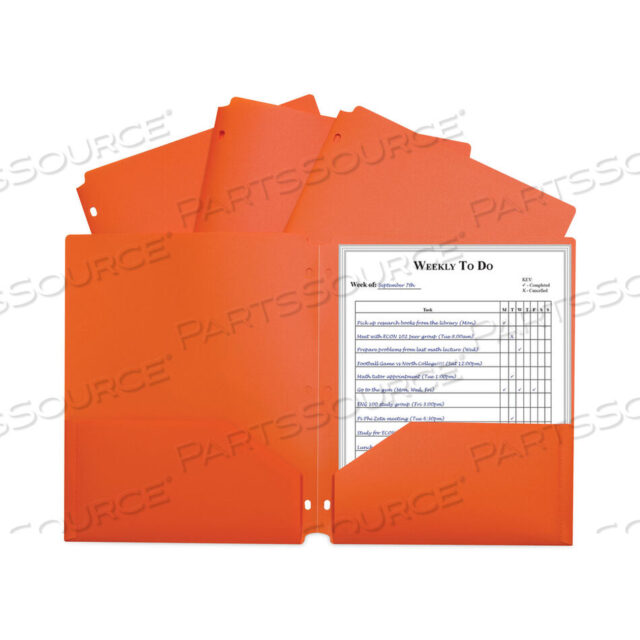 OEM#: 33932TWO-POCKET HEAVYWEIGHT POLY PORTFOLIO FOLDER, 3-HOLE PUNCH, 11 X 8.5, ORANGE, 25/BOX by C-Line