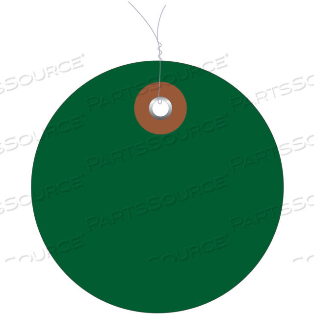 OEM#: G26068WPLASTIC CIRCLE TAGS, PRE-WIRED, 2, GREEN, 100/EACH by BOX Partners (Box Acquisitions, LLC)