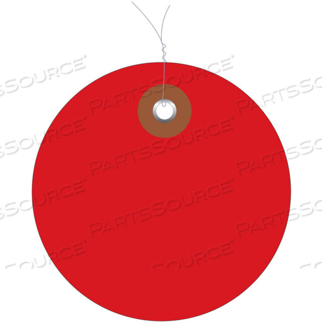 OEM#: G26077WPLASTIC CIRCLE TAGS, PRE-WIRED, 3, RED, 100/EACH by BOX Partners (Box Acquisitions, LLC)