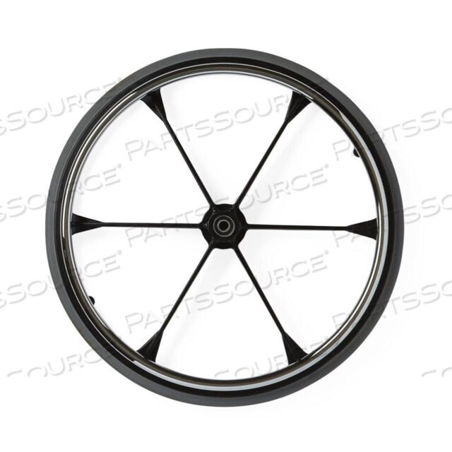 OEM#: WCA806945SH24 REAR WHEEL WITH HAND RIM FOR SHUTTLE EXTRA-WIDE WHEELCHAIR - BLACK by Medline Industries, Inc.