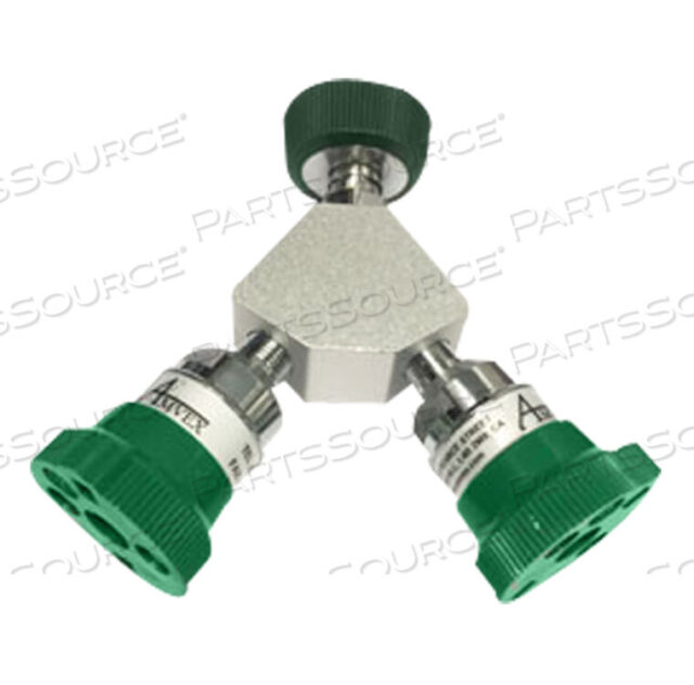 OEM#: YB-CO-OHUO-DHOHMEDA Y-BLOCK COUPLER ASSEMBLY, OXYGEN MEDIA, OUTLET HANDTIGHT INLET by Ohio Medical, LLC