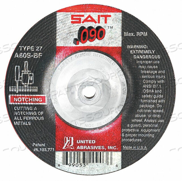OEM#: 20916ABRSV CUT WHL 7IN D 0.090IN T 5/8IN AH by United Abrasives-Sait