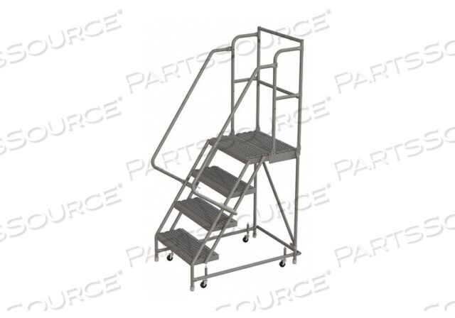 OEM#: KDSR104242-D34 STEP 24W 30D TOP STEP STEEL ROLLING LADDER, GRIP STRUT TREAD, 36 HANDRAIL by Tri-Arc