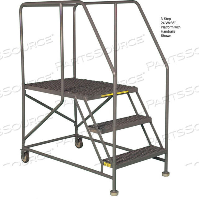OEM#: WLWP132448MOBILE 3 STEP STEEL 24W X 48L WORK PLATFORM LADDER WITH HANDRAILS - WLWP132448 by Tri-Arc