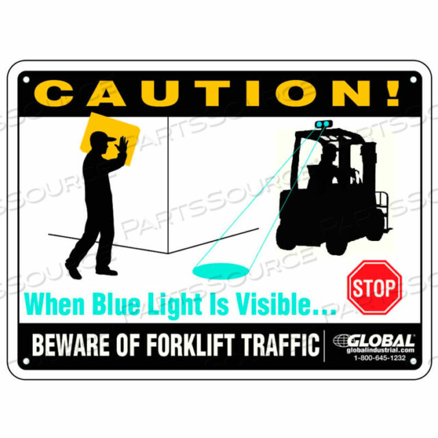 BEWARE OF FORKLIFT TRAFFIC SAFETY WARNING SIGN - 12 X 9 PLASTIC