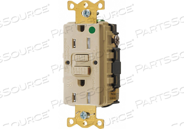 OEM#: GFTWRST82IGFCI RECEPTACLE 15A 125VAC 5-15R IVORY by Hubbell Incorporated, Wiring Device-Kellums