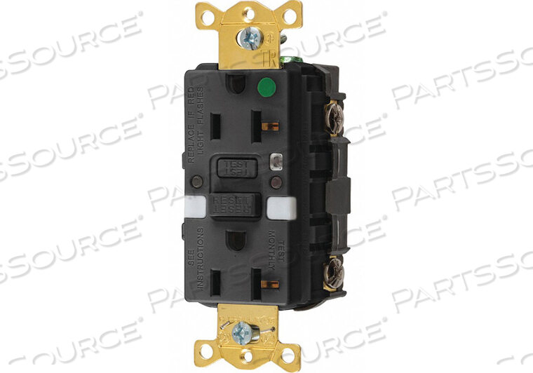 OEM#: GFTRST83BKNLGFCI RCEPTCLE HSPITAL BLK 20A 1 HP by Hubbell Incorporated, Wiring Device-Kellums