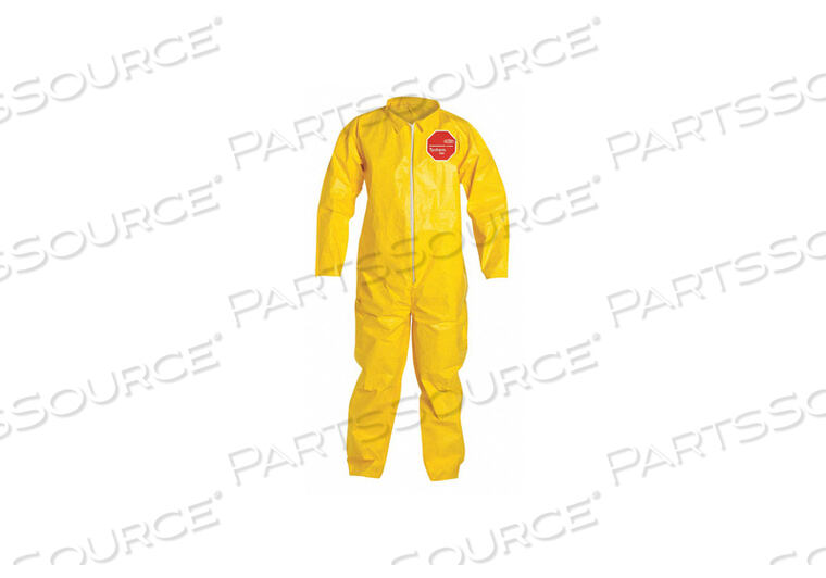 OEM#: QC120SYL4X001200D2248 COLLARED COVERALL OPEN YELLOW 4XL PK12 by DuPont