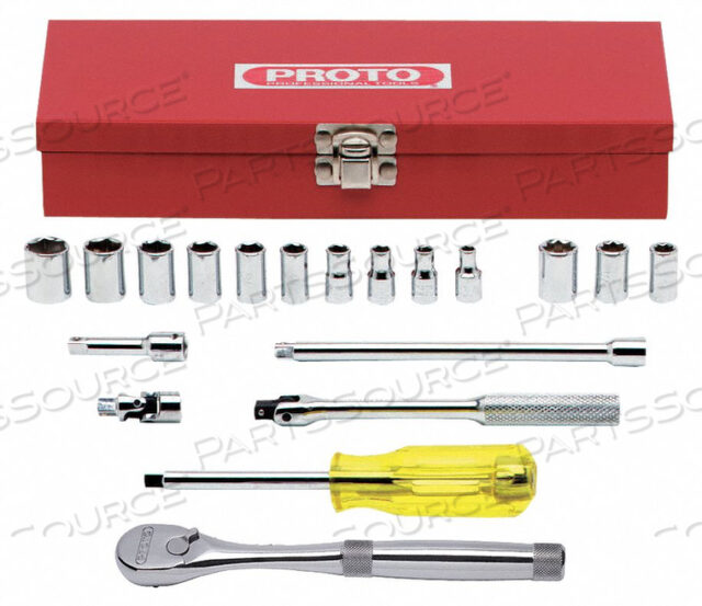 SOCKET WRENCH SET SAE 1/4 IN DR 19 PC