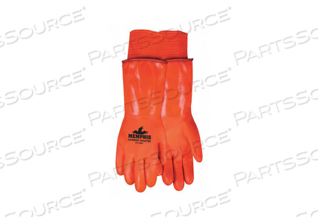 OEM#: 6714FFORANGE PVC, DOUBLE DIPPED, FOAM AND POLAR FLEECE LINED, 14, INTERNAL KNIT WRIST by MCR Safety