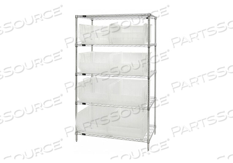 OEM#: WR5-955CLBIN SHELVING 74 OVERALL H 8 BINS CLEAR by Quantum Storage Systems