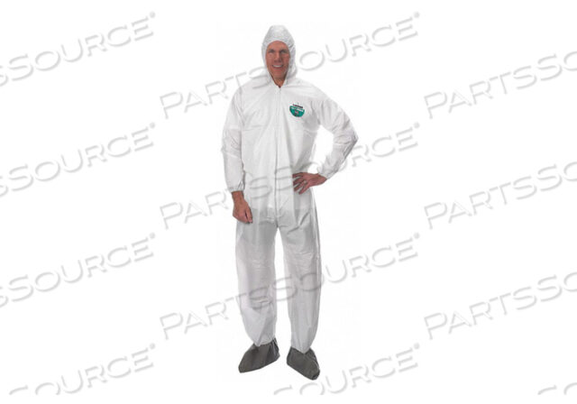 HOODED COVERALL W/BOOTS WHITE 2XL PK25