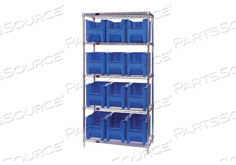 OEM#: WR5-600BLBIN SHELVING 74 OVERALL H 12 BINS BLUE by Quantum Storage Systems