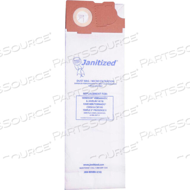 KARCHER PAPER VACUUM BAG FOR KARCHER/TORNADO MODELS: CW50 & CW100