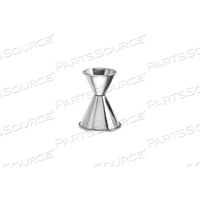 JIGGER, 1-1/4 X 2 OZ., SATIN FINISH, ROLLED EDGE