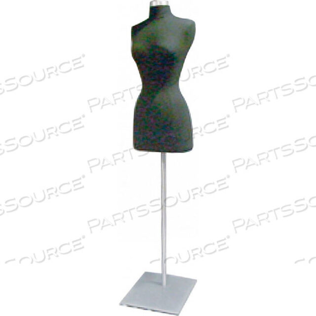 OEM#: BFF/B-MFEMALE 3/4 BODY FORM - BLACK W/SATIN CHROME METAL BASE by Amko Displays LLC