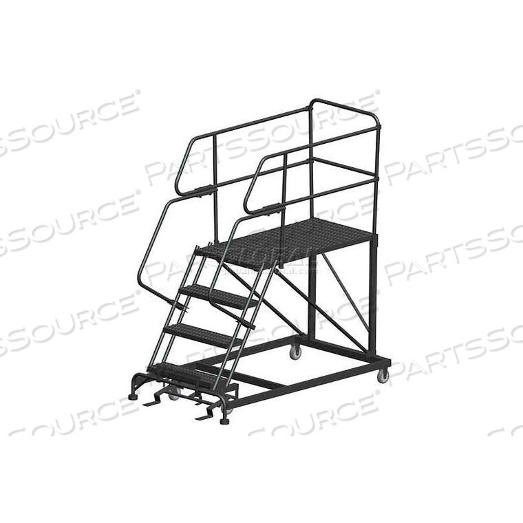 OEM#: SEP4-36-48PD4 STEP HEAVY DUTY STEEL MOBILE WORK PLATFORM W/ HANDRAILS - 36 X 48 PLATFORM by Ballymore